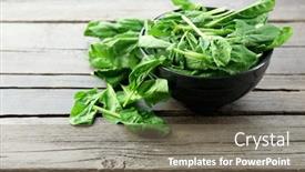  Presentation with spinach - Beautiful slides featuring bowl-of-fresh-spinach-leaves backdrop and a gray colored foreground