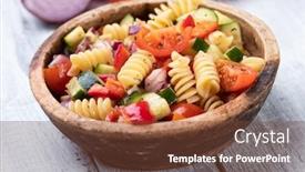  Presentation with pasta - Theme with bowl-of-fusili-pasta-salad background and a tawny brown colored foreground
