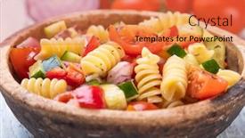  Presentation with salad - PPT theme having bowl-of-fusili-pasta-salad background and a red colored foreground