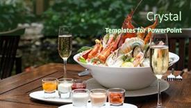  Presentation with food ice - Colorful presentation theme enhanced with bowl-of-gourmet-fresh-seafood backdrop and a tawny brown colored foreground
