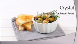  Presentation with black and green - PPT theme featuring toasts on grey place mat background and a sky blue colored foreground
