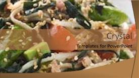  Presentation with green seaweed - PPT theme featuring bowl-of-green-tea background and a coral colored foreground