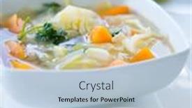  Presentation with healthy soup - Audience pleasing presentation theme consisting of bowl-of-healthy-cabbage backdrop and a light blue colored foreground