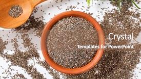  Presentation with organic dry chia seeds - Cool new PPT layouts with bowl of healthy chia seeds backdrop and a coral colored foreground