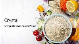  Presentation with health diet - Audience pleasing PPT theme consisting of bowl of healthy white quinoa backdrop and a white colored foreground