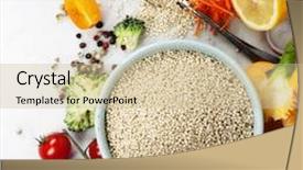  Presentation with organic cooking - Cool new PPT theme with healthy white quinoa seed backdrop and a soft green colored foreground