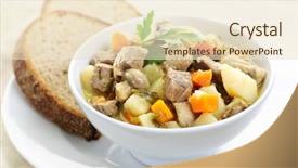  Presentation with beef meat soup stew - Audience pleasing slides consisting of bowl of hearty beef stew backdrop and a lemonade colored foreground