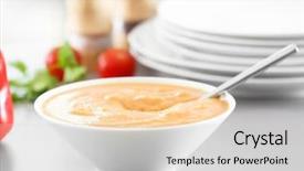  Presentation with lentils - Slide deck featuring bowl of homemade lentils creme background and a light gray colored foreground