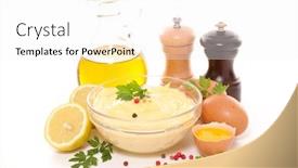  Presentation with mayonnaise - Slides having bowl-of-homemade-mayonnaise background and a sky blue colored foreground