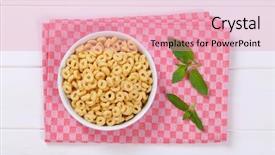  Presentation with breakfast cereal - Cool new PPT theme with bowl of honey cereal rings backdrop and a coral colored foreground