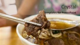  Presentation with noodle - Slide deck featuring bowl-of-hot-braised-beef background and a coral colored foreground