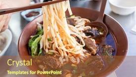  Presentation with noodle - Amazing PPT theme having bowl-of-hot-braised-beef backdrop and a red colored foreground