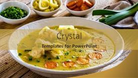 Presentation with leek soup - Presentation theme featuring bowl-of-hot-leek-soup background and a yellow colored foreground