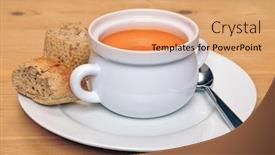  Presentation with soup - Slide set consisting of bowl-of-hot-tomatoe-soup background and a coral colored foreground