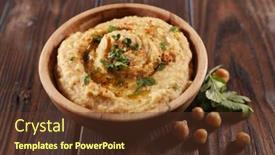  Presentation with bowl - Amazing PPT layouts having bowl-of-hummus-on-wood backdrop and a tawny brown colored foreground