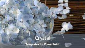  Presentation with hydrangea - Colorful PPT theme enhanced with bowl of hydrangea with bamboo on mat backdrop and a gray colored foreground