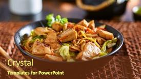  Presentation with japanese - Beautiful slides featuring bowl-of-japanese-chicken-yakisoba backdrop and a tawny brown colored foreground