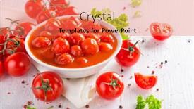  Presentation with tomato ketchup - Presentation having bowl-of-ketchup-or-tomato background and a coral colored foreground