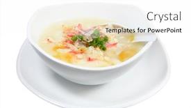  Presentation with crab - PPT theme featuring bowl-of-king-crab-soup background and a white colored foreground