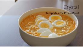  Presentation with bowl - PPT theme enhanced with bowl of laksa background and a coral colored foreground