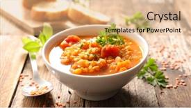  Presentation with lentils - PPT theme with bowl of lentils soup background and a coral colored foreground