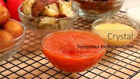  Presentation with appetizers - Presentation theme consisting of bowl-of-marinara-sauce background and a red colored foreground