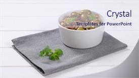  Presentation with bowl - Presentation theme having olives on grey place mat background and a sky blue colored foreground