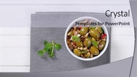  Presentation with grey plastics - Presentation theme enhanced with olives on grey place mat background and a light gray colored foreground