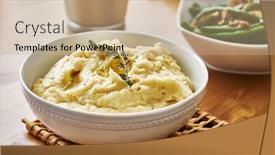  Presentation with thanksgiving dinner - Colorful presentation theme enhanced with bowl of mashed potatoes at thanksgiving dinner backdrop and a coral colored foreground