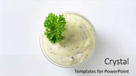  Presentation with mayonnaise - Slide deck consisting of bowl of mayonnaise dressing sauce background and a soft green colored foreground