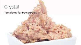  Presentation with tuna - Amazing slides having bowl of minced tuna from a can on a white background backdrop and a sky blue colored foreground