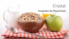  Presentation with muesli - Presentation design consisting of bowl-of-muesli-and-milk background and a white colored foreground