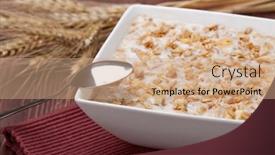  Presentation with muesli - PPT theme consisting of bowl-of-muesli-cereal-close background and a coral colored foreground