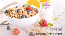  Presentation with muesli - PPT theme with bowl of muesli with berries background and a lemonade colored foreground