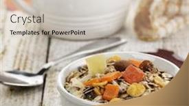  Presentation with muesli - PPT theme featuring bowl-of-muesli-with-dried background and a lemonade colored foreground