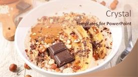  Presentation with chocolate cereal - Amazing PPT theme having bowl-of-oatmeal-cereal-porrdige backdrop and a lemonade colored foreground