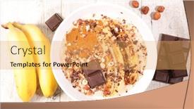  Presentation with chocolate cereal - PPT theme with bowl-of-oatmeal-cereal-porrdige background and a yellow colored foreground
