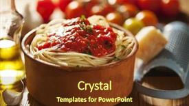  Presentation with pasta sauce - Presentation design enhanced with two bowls sauces - bowl of pasta with tomato background and a tawny brown colored foreground