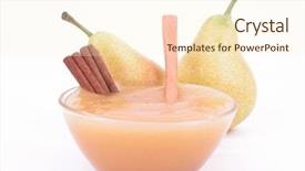  Presentation with pear - Amazing slide set having orange marmalade - bowl of pear jam backdrop and a cream colored foreground
