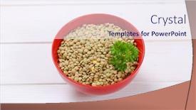  Presentation with lentils - Presentation theme consisting of bowl-of-peeled-brown-lentils background and a sky blue colored foreground