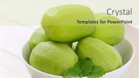  Presentation with kiwi - PPT layouts featuring bowl-of-peeled-kiwi-close background and a yellow colored foreground