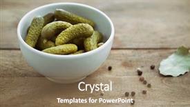  Presentation with pickle - Presentation theme enhanced with bowl of pickled gherkins background and a coral colored foreground