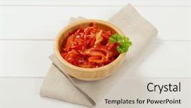  Presentation with beige art retro - Audience pleasing slides consisting of bowl of pickled red peppers backdrop and a soft green colored foreground