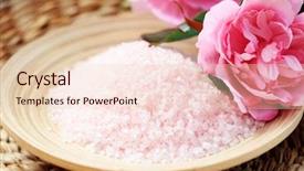  Presentation with pink beauty - Colorful theme enhanced with bowl of pink bath salt with flower - beauty treatment backdrop and a lemonade colored foreground
