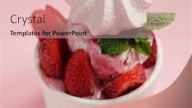  Presentation with ice cream strawberry - PPT theme featuring bowl-of-pink-strawberry-ice background and a lemonade colored foreground