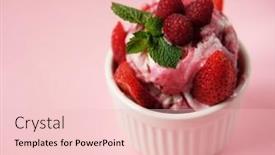 Presentation with ice cream strawberry - PPT layouts featuring bowl-of-pink-strawberry-ice background and a lemonade colored foreground