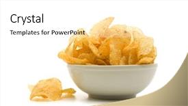  Presentation with potato chips - Cool new slide deck with bowl of potato chips isolated backdrop and a white colored foreground
