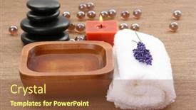  Presentation with pure water - Presentation theme consisting of bowl of pure water and towel - ready to relax background and a tawny brown colored foreground