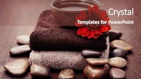  Presentation with water treatment - Cool new slides with bowl of pure water with flower on towels - beauty treatment backdrop and a tawny brown colored foreground