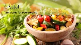  Presentation with ratatouille - Slide deck with bowl of ratatouille vegetable stew background and a  colored foreground